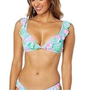 Lilly Pulitzer Suria Bikini Top Sz 8 So Shellegant Surf Blue